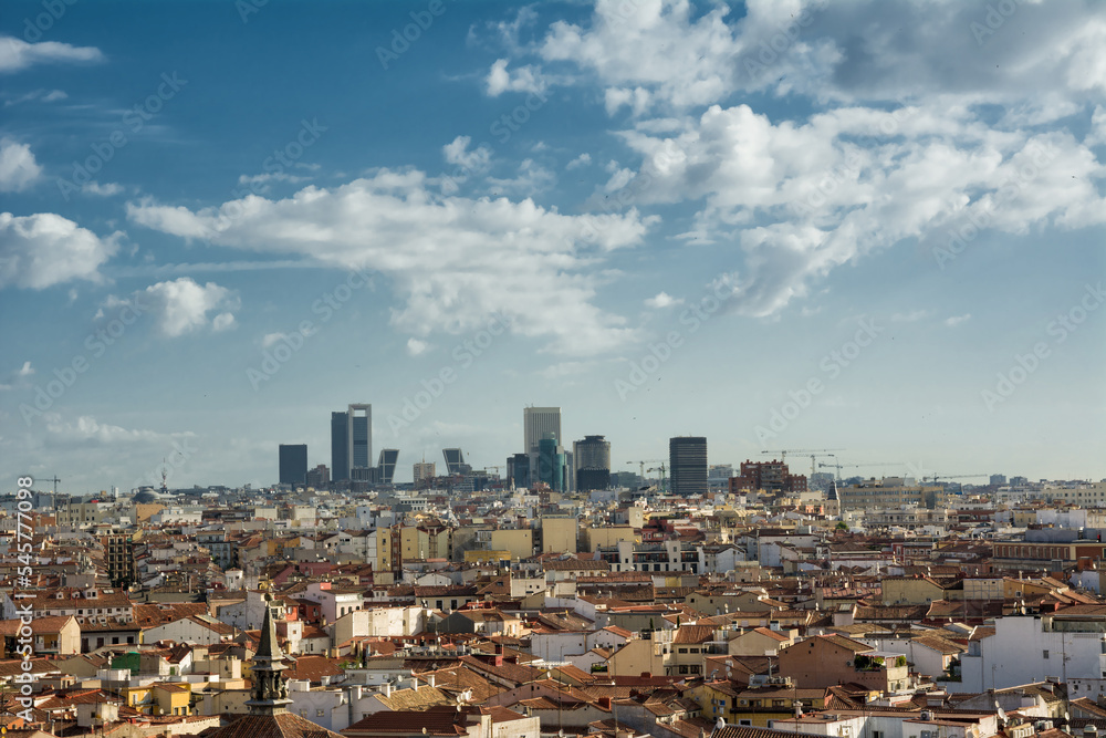 Panorama with the skyline of Madrid Spanish capital