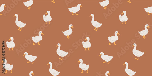 Seamless trendy pattern with goose. Outline vector illustration for prints, clothing, packaging and postcards.
