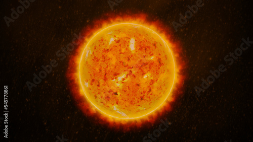 Fototapeta Naklejka Na Ścianę i Meble -  Closeup 3d render of a sun or a star with sunspots and detailed corona. 