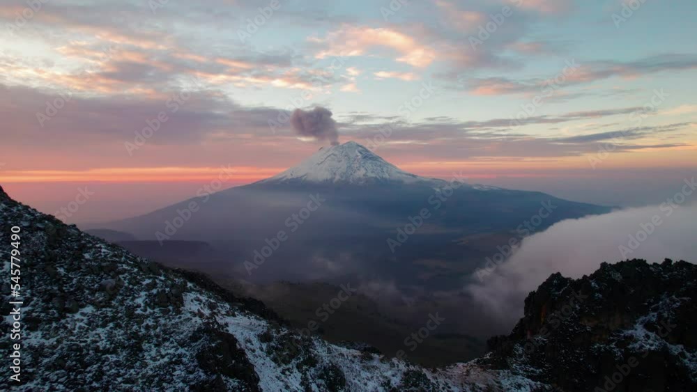 Popocatepetl desde Iztaccihuatl drone 4K