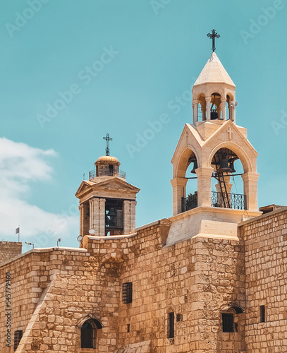 Foto Church of the Nativity,bell tower of the church,Bethlehem Palestine