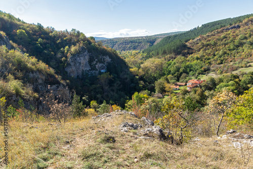 Autumn view of Nishava river gorge, Bulgaria photo