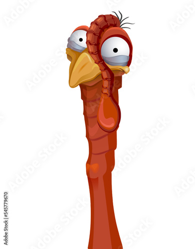 Cartoon image of a portrait of a funny cartoon turkey traditional Thanksgiving food