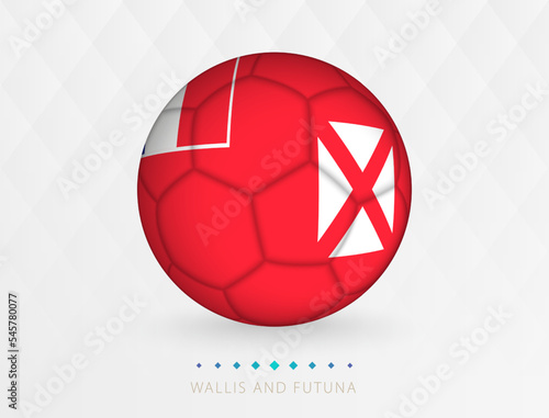 Football ball with Wallis and Futuna flag pattern, soccer ball with flag of Wallis and Futuna national team.