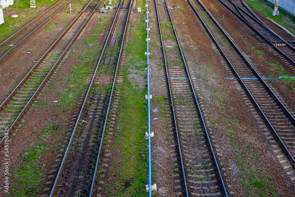 View of railway tracks in Saint-Petersburg, Russia.