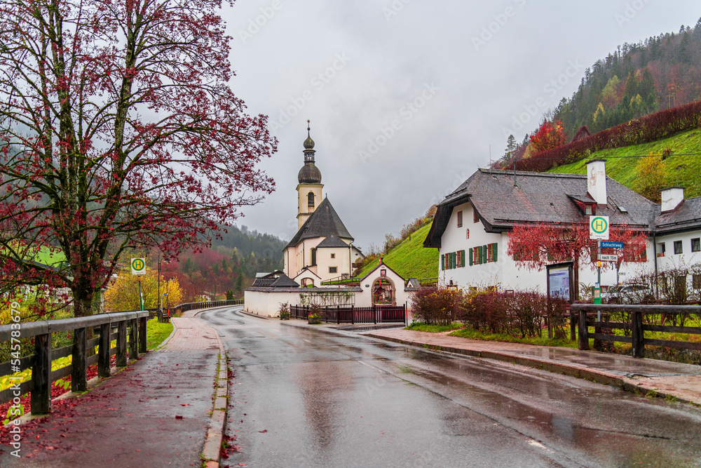The St. Sebastian church view Ramsau Village of Bavaria The St. Sebastian church view Ramsau Village of Bavaria