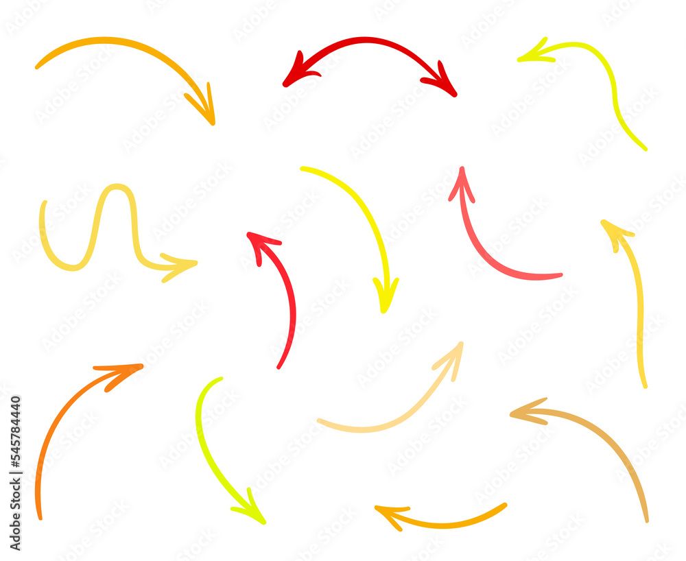 Colored infographic elements isolated on white. Set of different indicator signs. Tangled hand drawn simple pointers. Line art. Abstract arrows. Symbols for work Colored infographic elements isolated on white. Set of different indicator signs. Tangled hand drawn simple pointers. Line art. Abstract arrows. Symbols for work