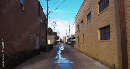 A clean alley way in a small town