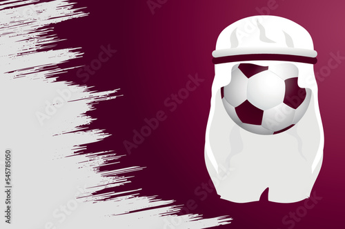 Football ball in shemagh. football classic ball on a red background. Vector background with a ball.