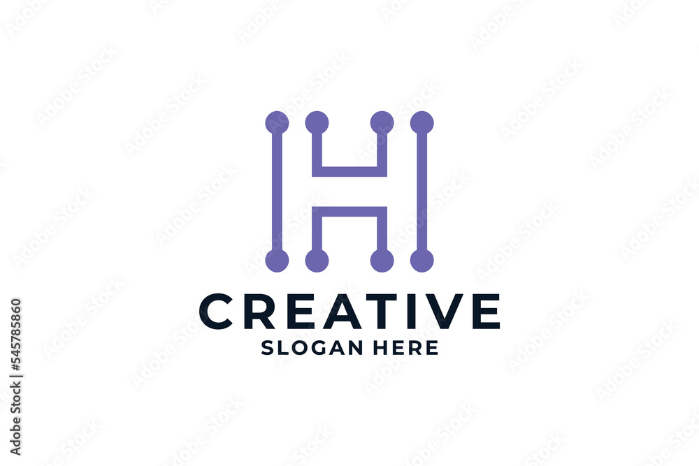 letter H logo design. dot, fast, connection, digital concept. letter H logo design. dot, fast, connection, digital concept.
