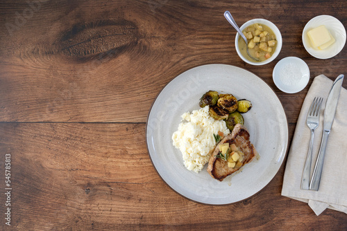 Plate of Pork Chops with Ap...