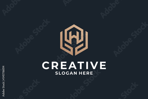 Letter H logo design combine with creative Hexagon shape.