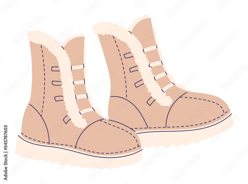 Warm boots element of winter clothes and outerwear Warm boots element of winter clothes and outerwear