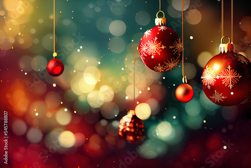 Christmas tree with toys. Fragment decorated. 3d rendering