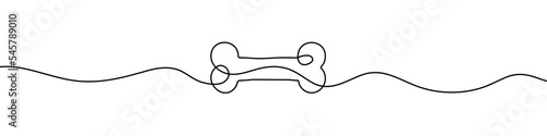 Continuous line drawing of human bone. Line art of dog bone. One line drawing background. Vector illustration.