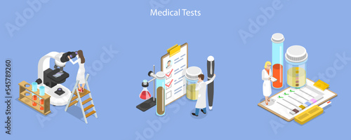 3D Isometric Flat Vector Conceptual Illustration of Medical Tests, Chemical Laboratory Analysis