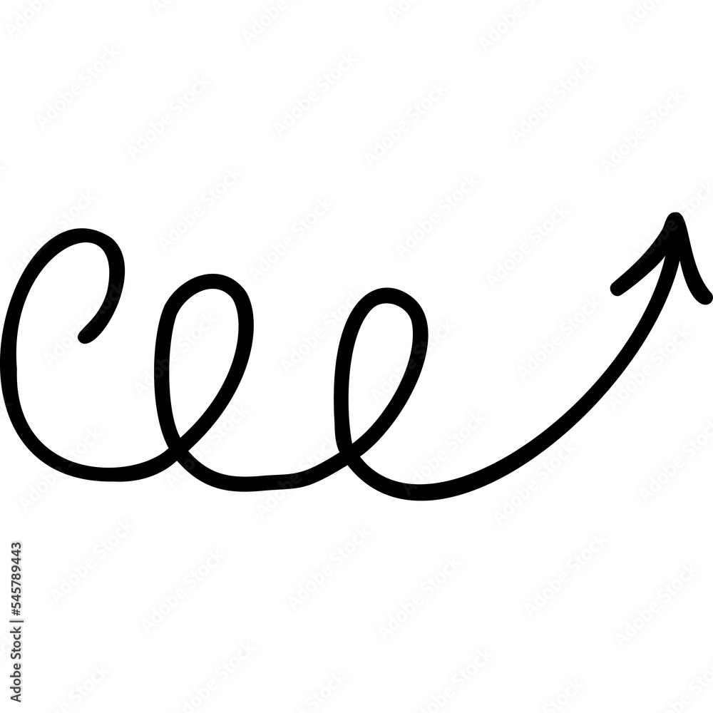 Sign. Curve arrow. hand drawn doodle Sign. Curve arrow. hand drawn doodle