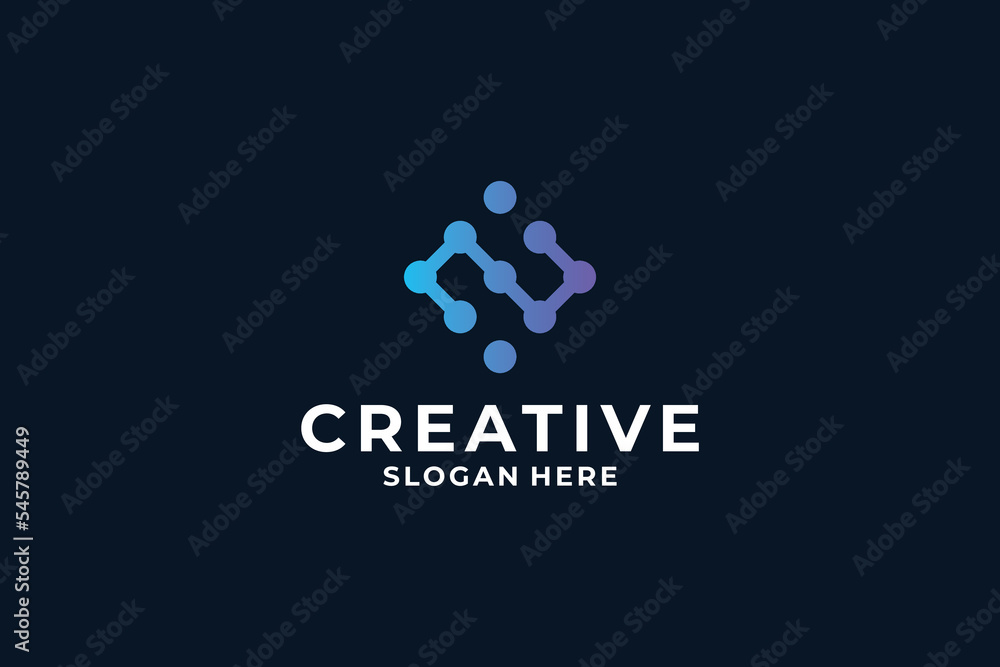 Modern concept letter N logo design with creative gradient color. Modern concept letter N logo design with creative gradient color.