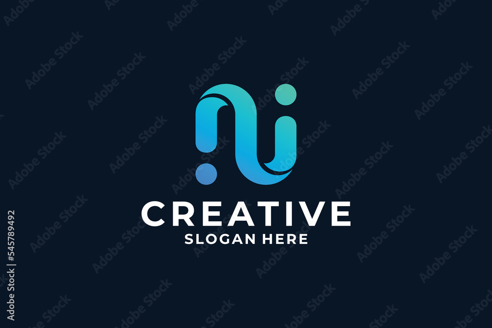 Modern concept letter N logo design with creative gradient color. Modern concept letter N logo design with creative gradient color.