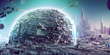 Stadt am Mond, futuristisch, Zukunft
