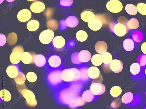 Farbenfroher Bokeh Hintergrund, lila gelb, weinachtlich