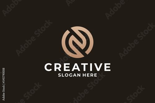 Abstract symbol letter N logo design, Initial N with monogram concept.