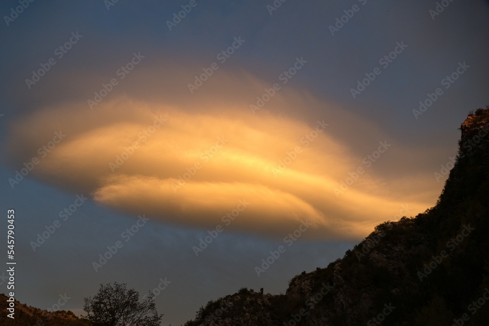 cloud shapes in the sky in sunset