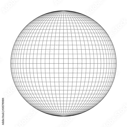 Planet Earth globe grid of meridians and parallels, or latitude and longitude. 3D vector illustration photo