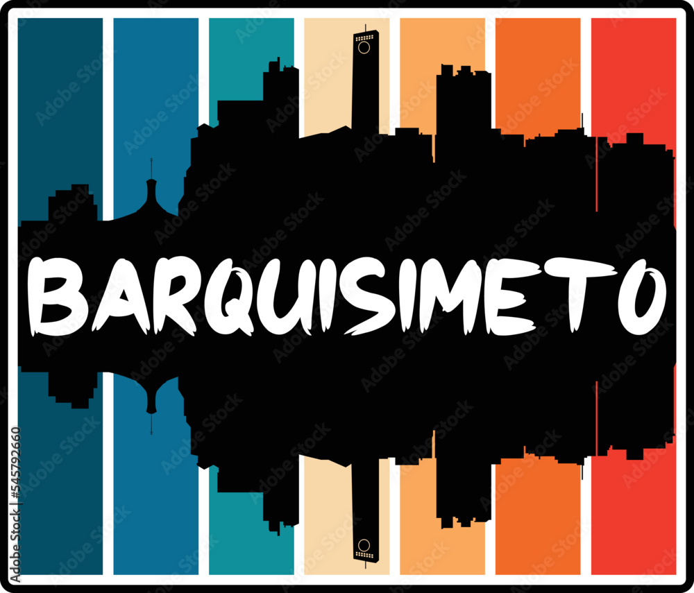 Barquisimeto Venezuela Skyline Sunset Travel Souvenir Sticker Logo Badge Stamp Emblem Coat of Arms Vector Illustration EPS