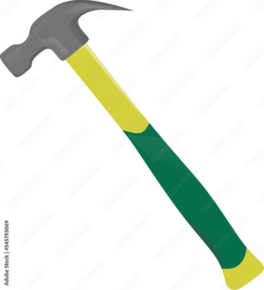 Vector a green and yellow hammer.Tool for hitting nails. Vector a green and yellow hammer.Tool for hitting nails.