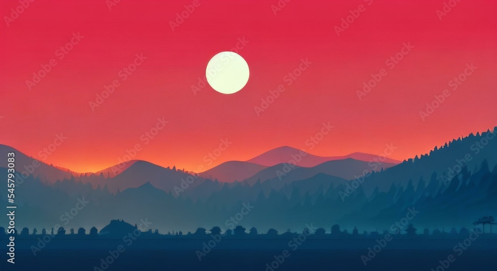 Fototapeta premium colorful silhouette of a landscape