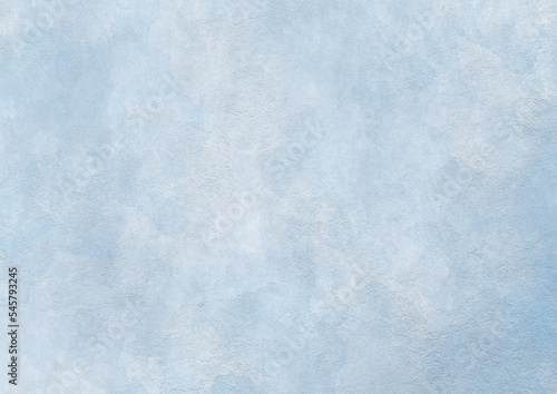 Blue winter watercolor art background for cover design, cards, flyer, poster, banner. Hand drawn Christmas illustration. Merry Christmas! Light blue watercolour texture. Frozen glass backdrop. Snow.