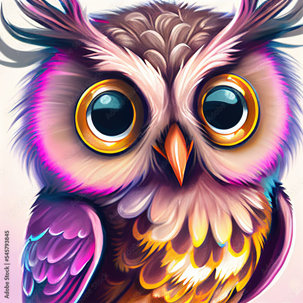 cartoon owl, sketch generated art cartoon owl, sketch generated art