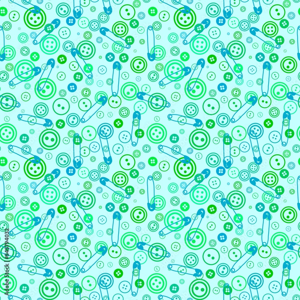 Sewing buttons and pins seamless hobbies pattern for fabrics and linens and wrapping paper Sewing buttons and pins seamless hobbies pattern for fabrics and linens and wrapping paper