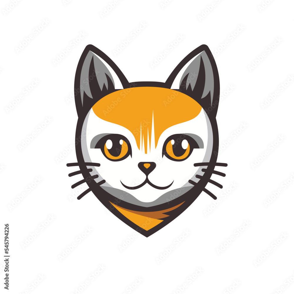 Fototapeta premium Cute cat logo symbol design illustration. Clean logo mark design. Illustration for personal or commercial business branding.
