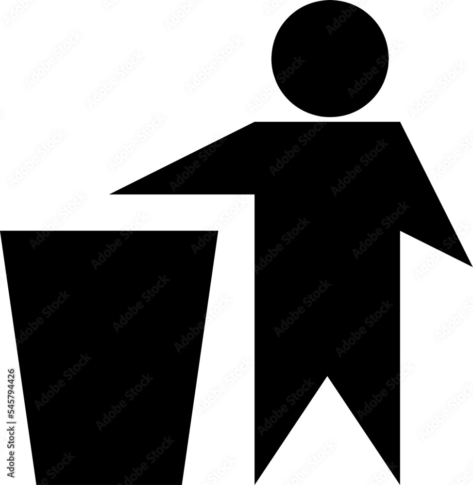 Tidy man symbol, don't trash icon, keep clean, dispose carefully symbol