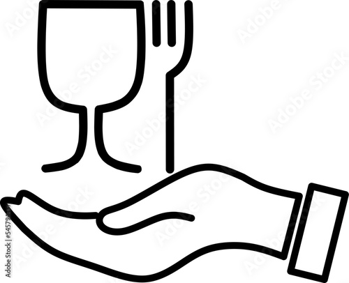 Food safe material sign. glass and fork symbol meaning plastics is safe. single icon