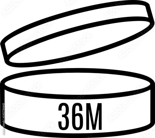36M Period after opening, PAO symbol for cosmetics packaging.