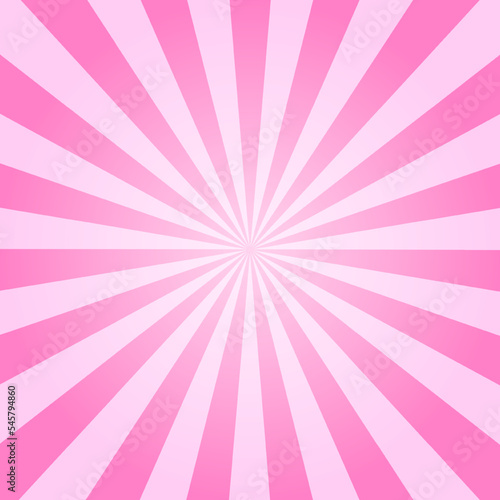 Pink radial lines. Circus, carnival or masquerade background. Rosy sunset rays pattern. Strawberry bubble gum, sweet lollipop candy, ice cream texture. Clipping mask. Vector cartoon illustration