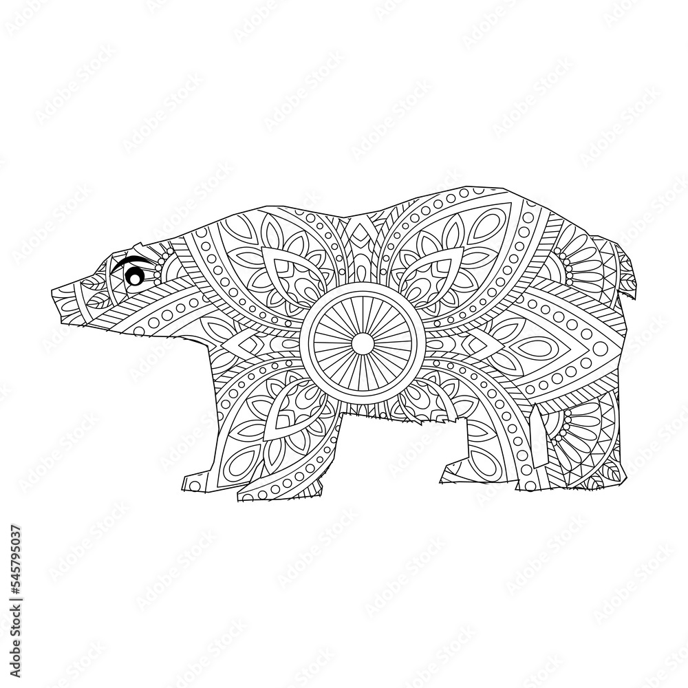 Fototapeta premium Animal Bear Mandala vector illustration