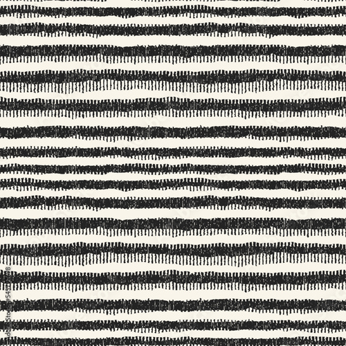 Monochrome Folk Weave Textured Irregularly Striped Pattern