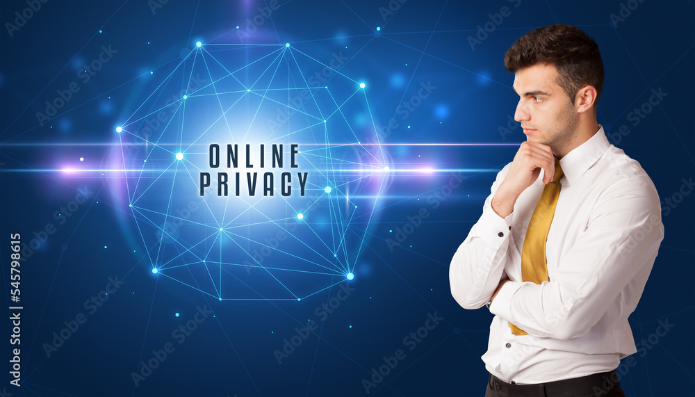 businessman thinking about security concept businessman thinking about security concept
