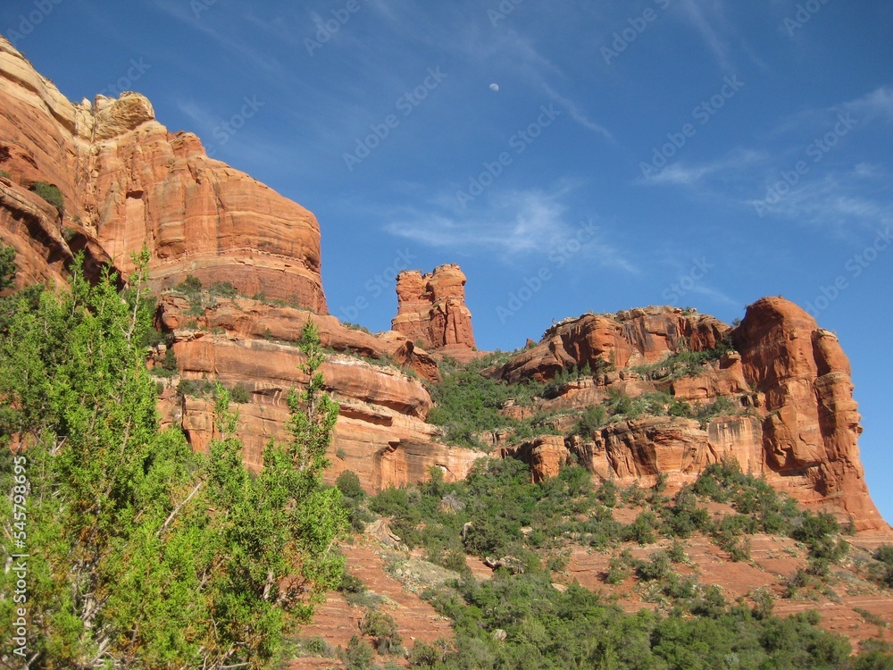 Beautiful Red Rock Cliffs with Green Vegetation Sedona Arizona 