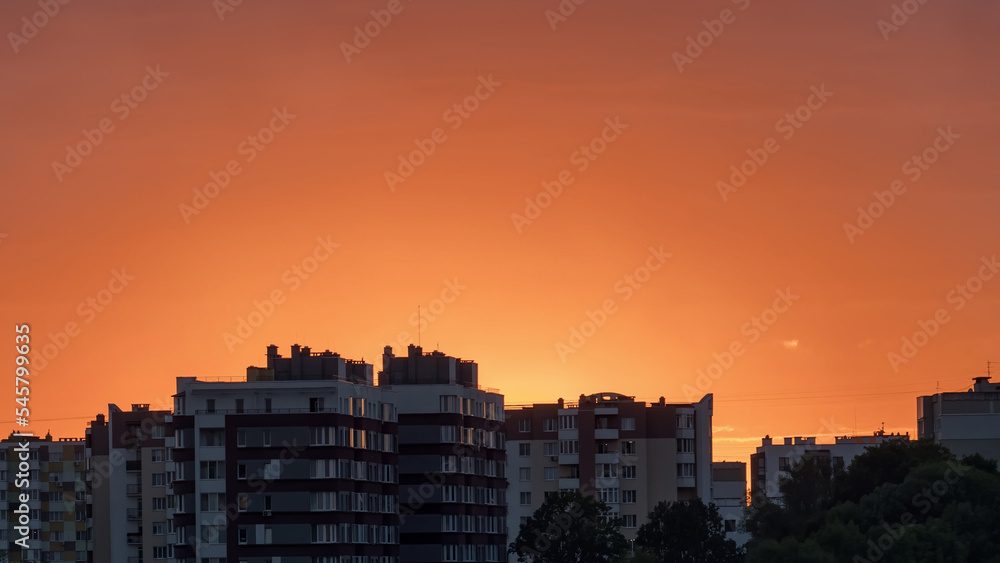Sunset over the city. Urban landscape