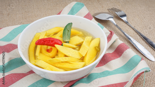 candied mango is very fresh n delicious. candied fruit, manisan mangga dan asinan mangga photo