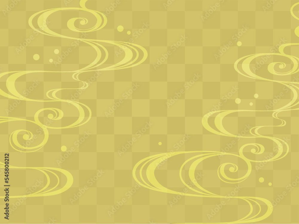 金の波と市松模様の背景_金_ベクターイラスト