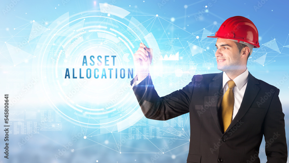 Handsome businessman with helmet drawing Handsome businessman with helmet drawing