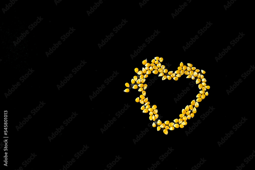 Sweet corn seeds isolated on black background isolated Sweet corn seeds isolated on black background isolated
