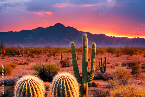 Fotobehang sunset in the desert