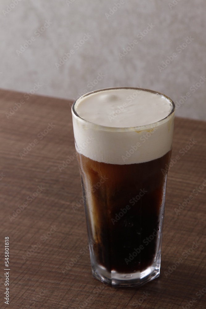 cold brew ice coffee cubes, warm milk and syrup cold brew ice coffee cubes, warm milk and syrup